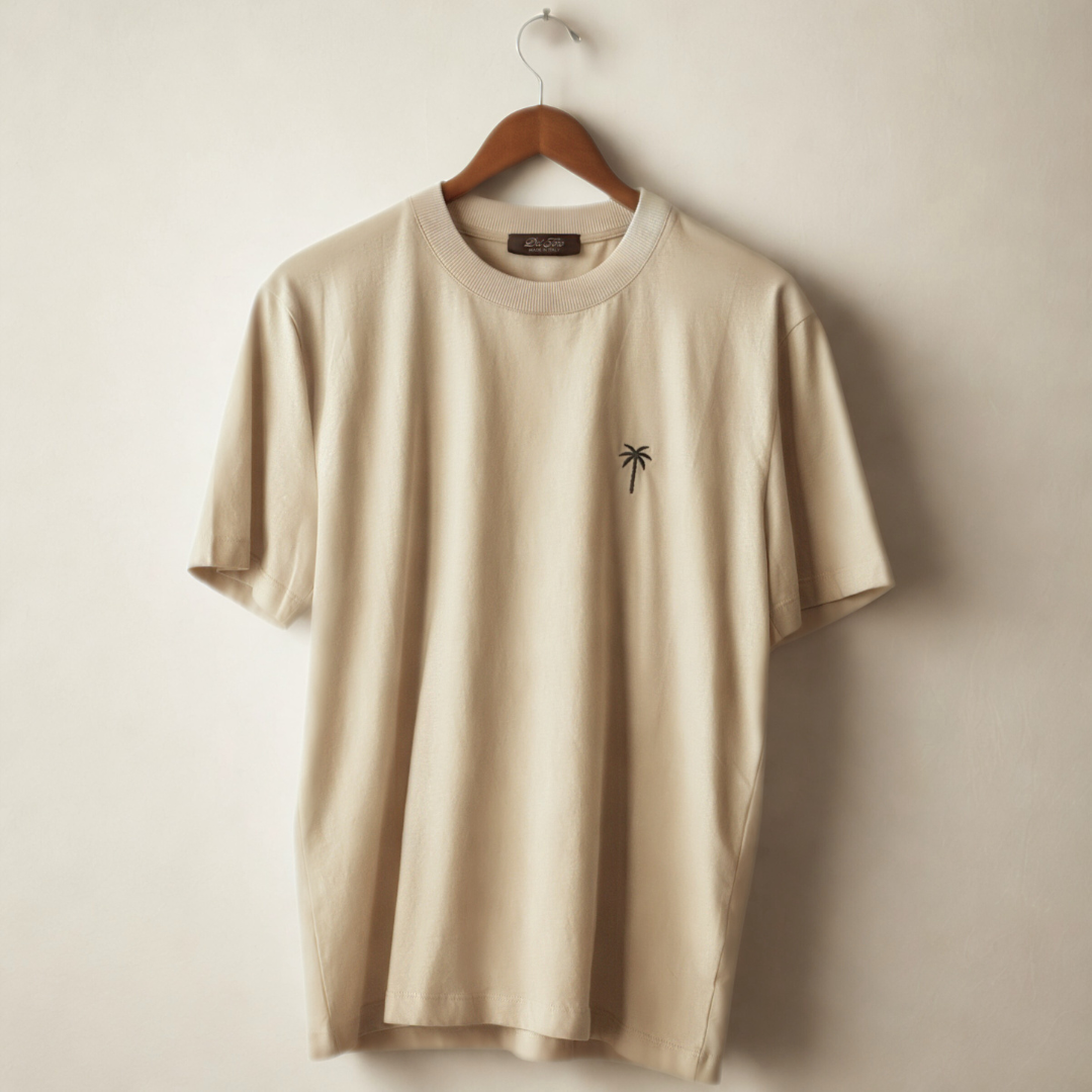 Palm Embroidered Tee - Vintage White