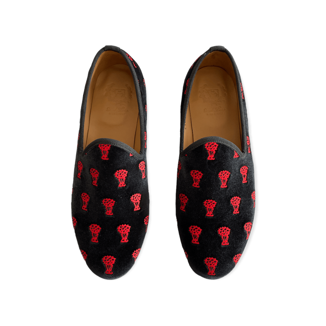 Benihana x Del Toro Men's Red Flower Velvet Slipper II