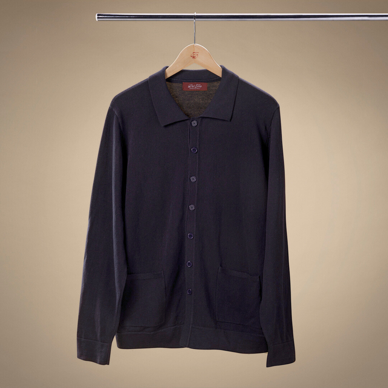 Men's Vintage Polo Cardigan - Navy