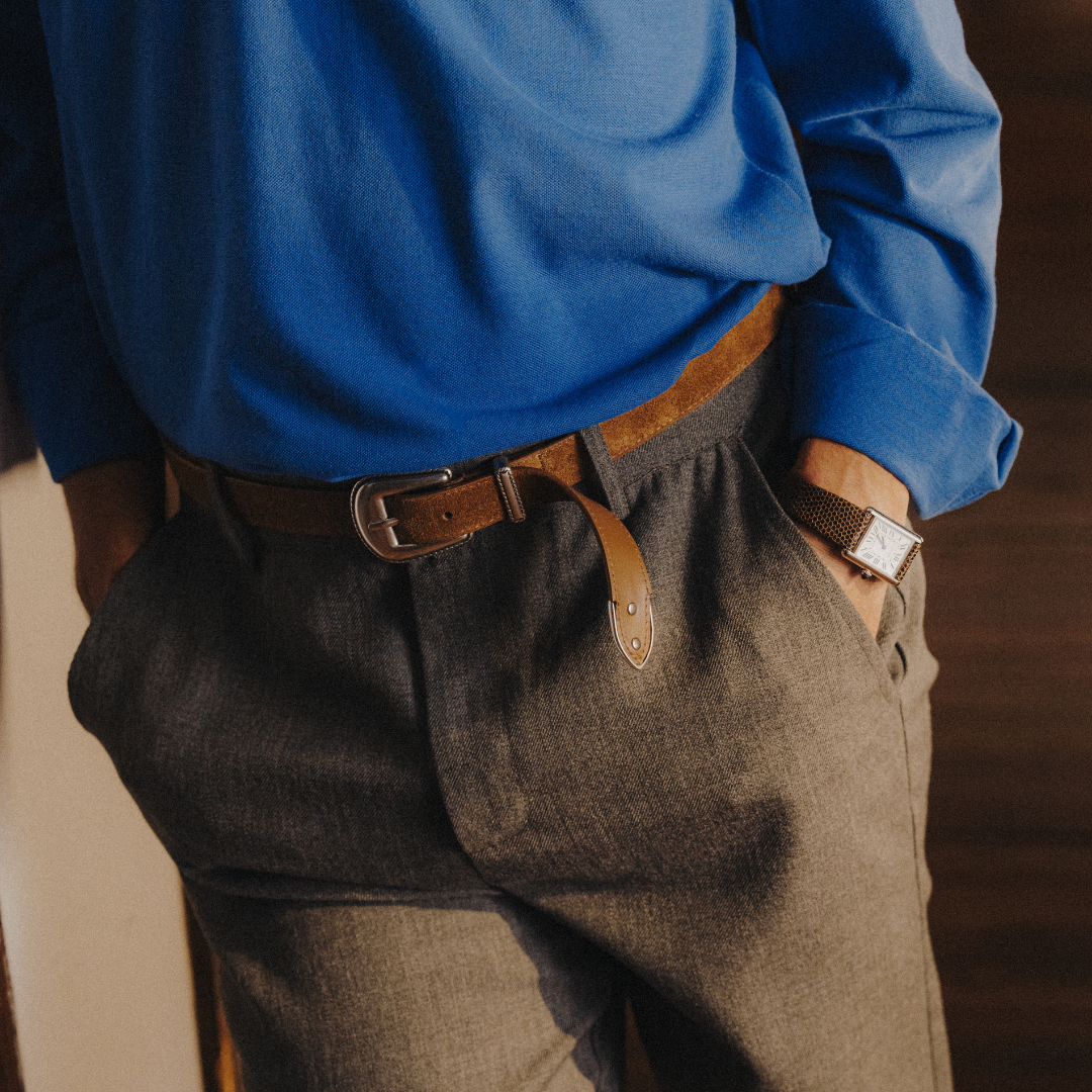 Western Belt - Cognac Suede