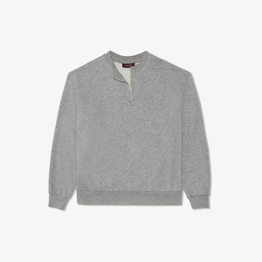 Vintage Zip Crewneck Sweatshirt - Heather Grey