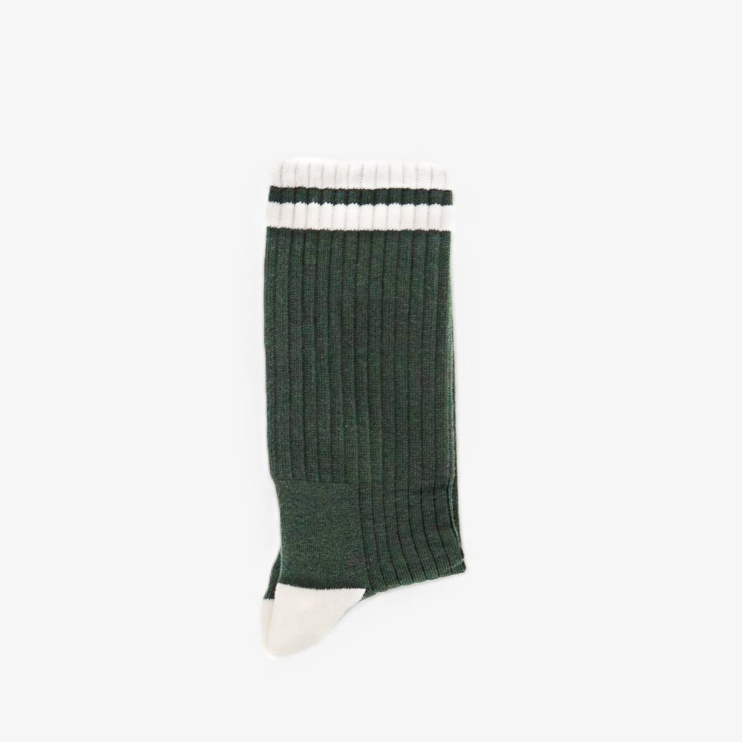 Retro Gym Sock - Forest / Vintage White Stripes