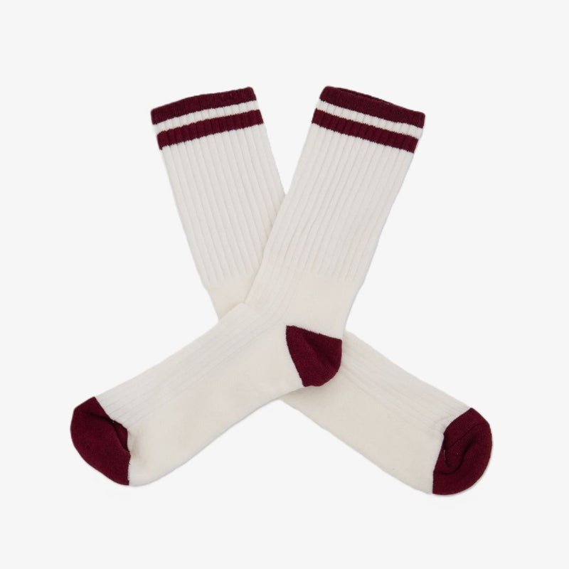 Retro Gym Sock - Vintage White / Red Stripes