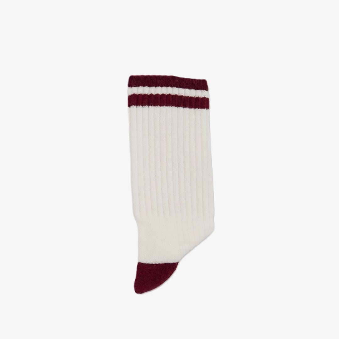 Retro Gym Sock - Vintage White / Red Stripes