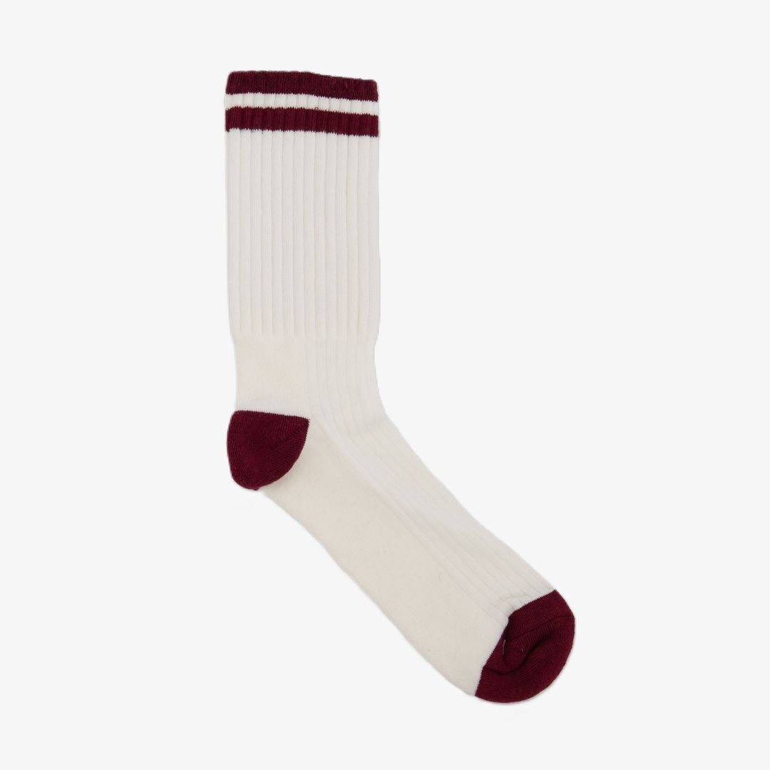 Retro Gym Sock - Vintage White / Red Stripes