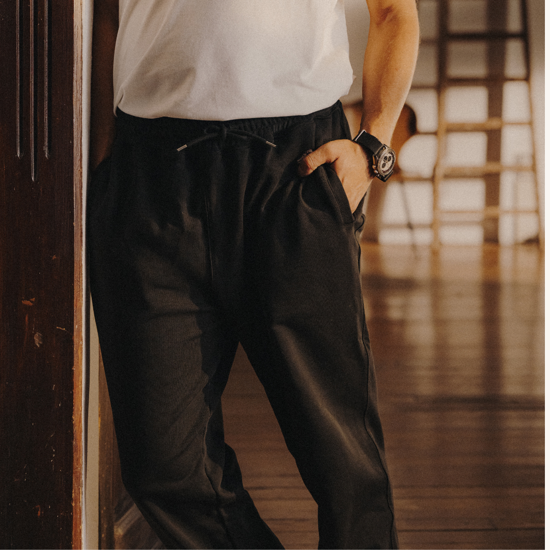 Men's Retro Gym Sweatpants - Black