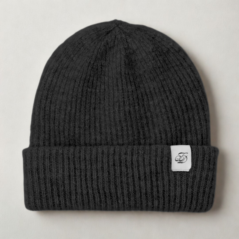 Marl Ribbed Beanie - Black