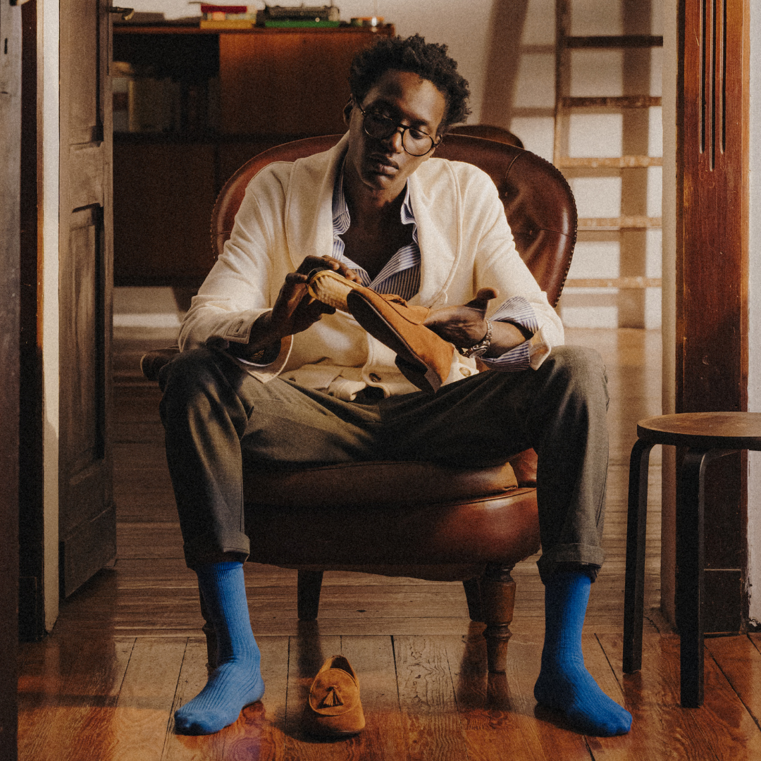 Ribbed Loop Sock - Blue