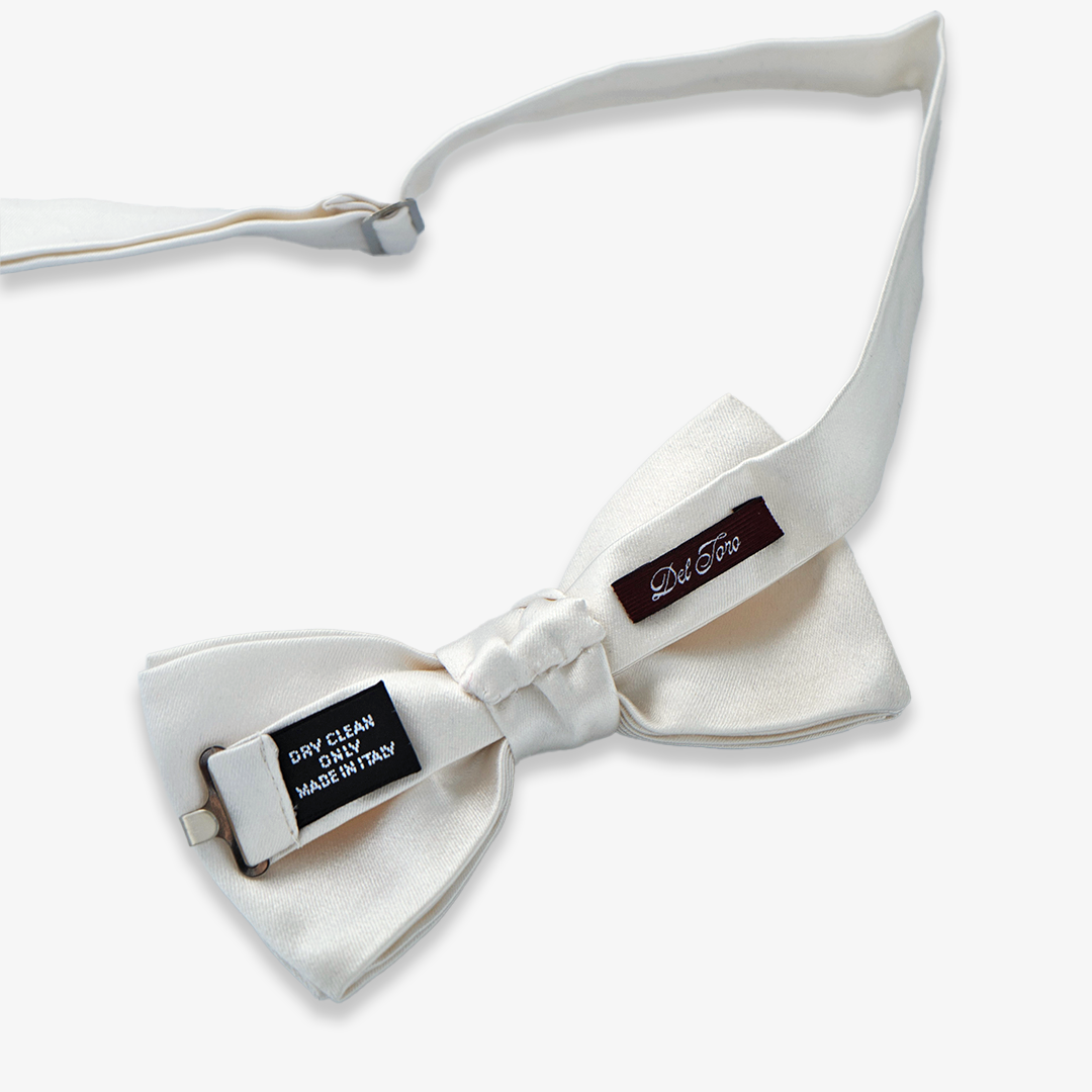 Classic Satin Bow Tie - Vintage White