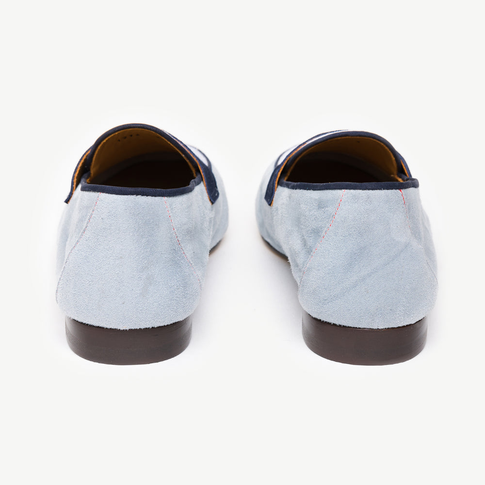 Forøge ødemark øjenbryn Men's Two Tone Light Blue Suede & White Linen Centesimo – Del Toro Shoes