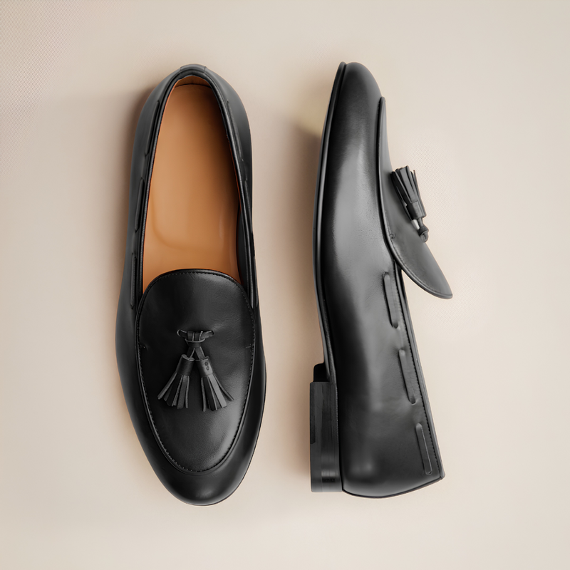 Men's Black Leather Tassel Loafer