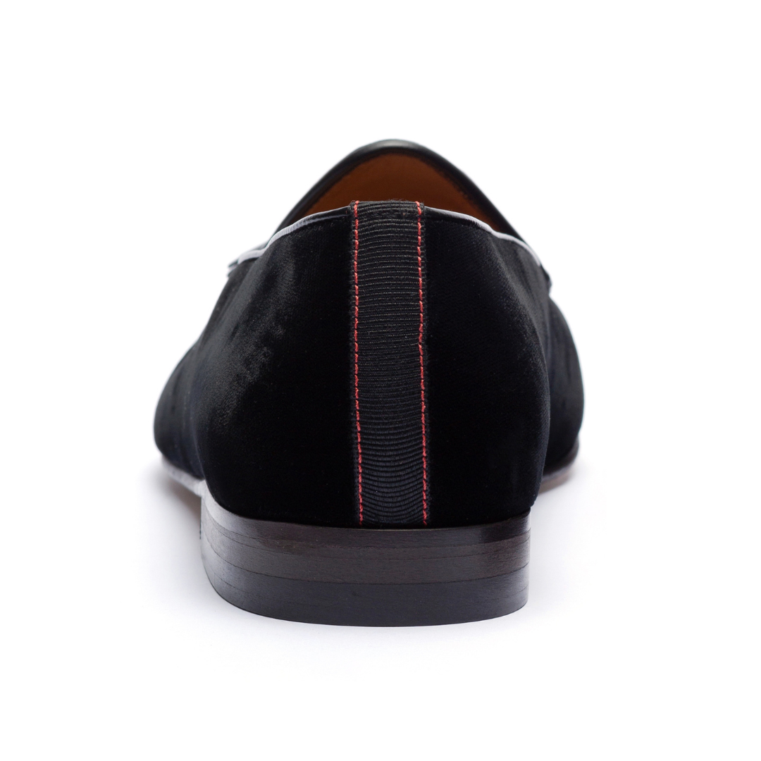 Men's Black Velvet Tassel Loafer