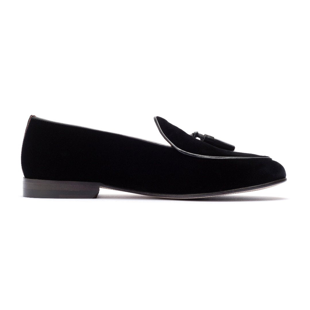 Men's Black Velvet Milano Tassel Loafer