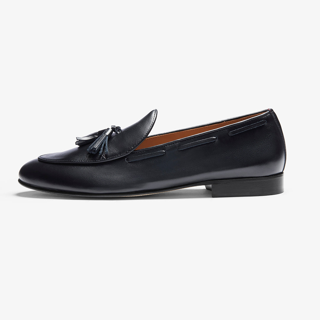 Men's Black Leather Tassel Loafer