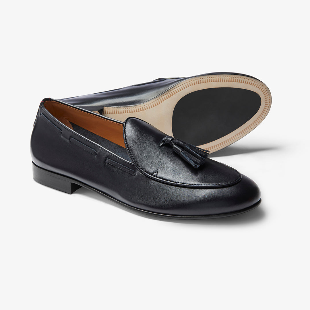 Men's Black Leather Tassel Loafer