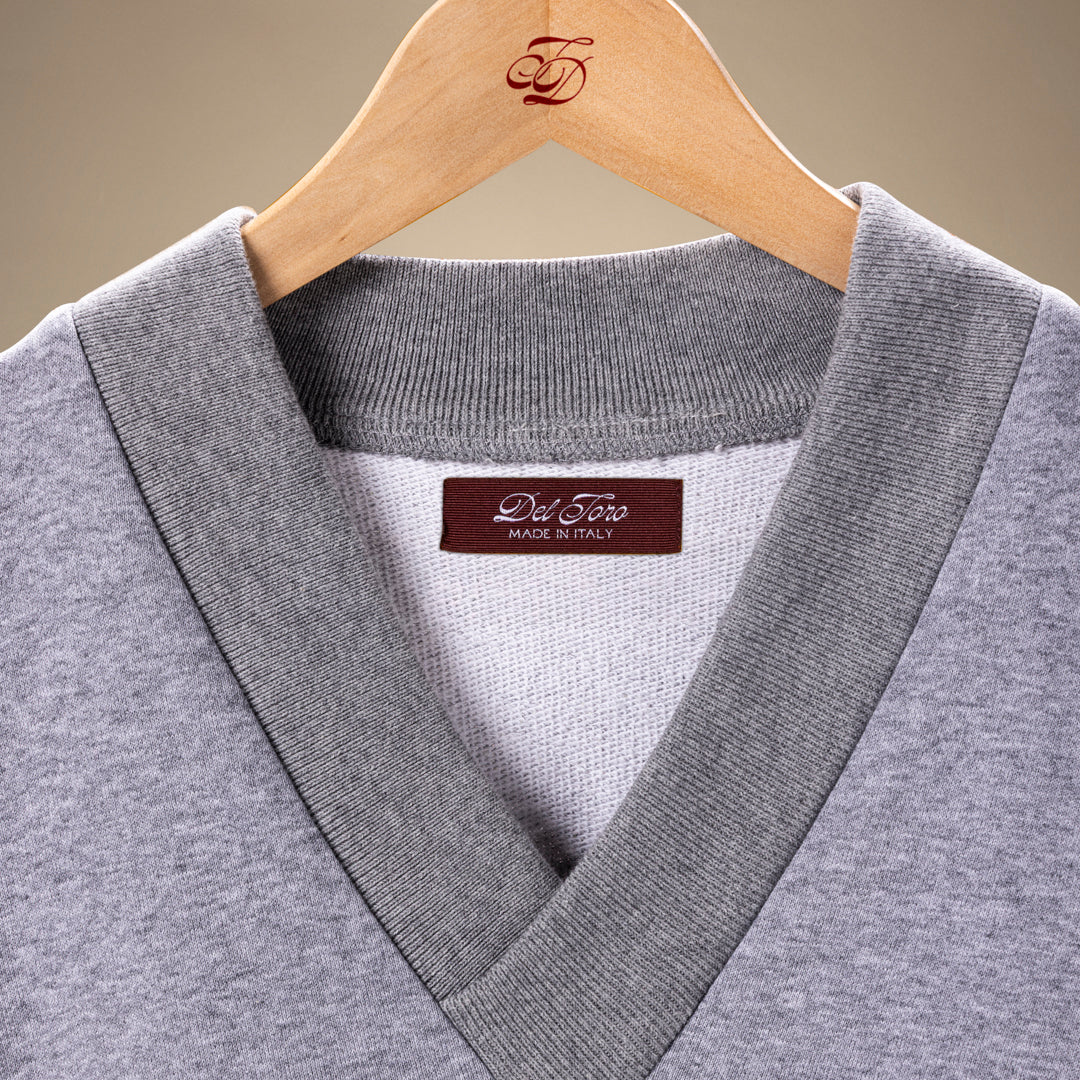 Vintage V-Neck Sweatshirt - Heather Grey / Grey Trim