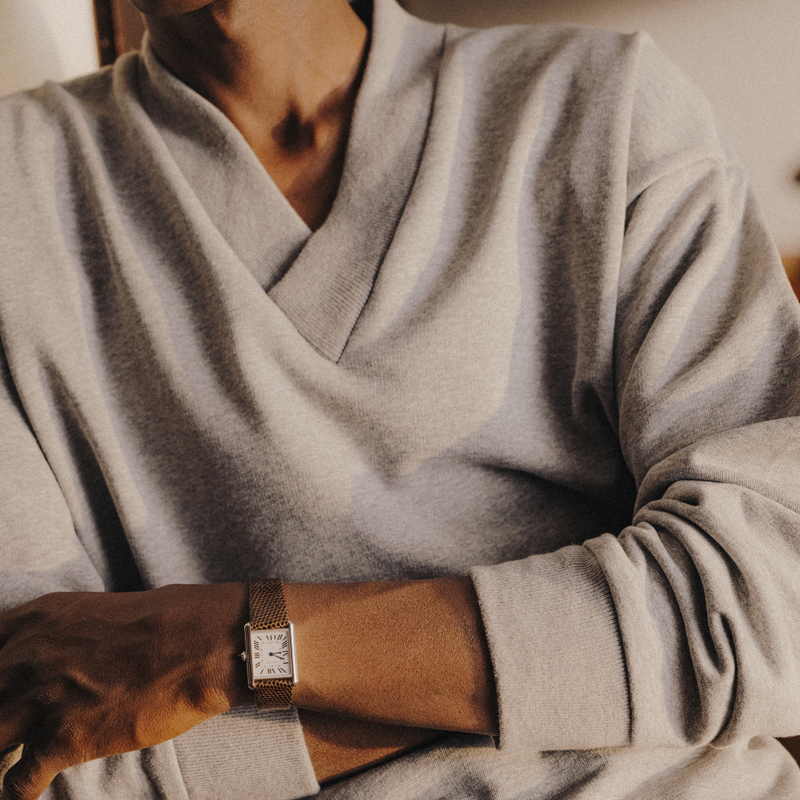 Vintage V-Neck Sweatshirt - Heather Grey / Grey Trim