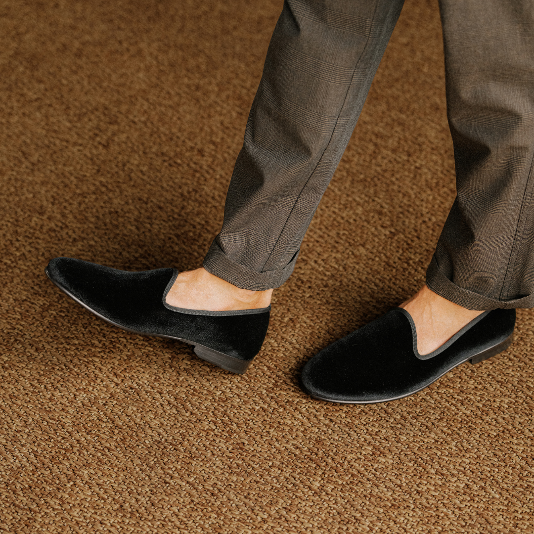 Men's Black Velvet Slipper II