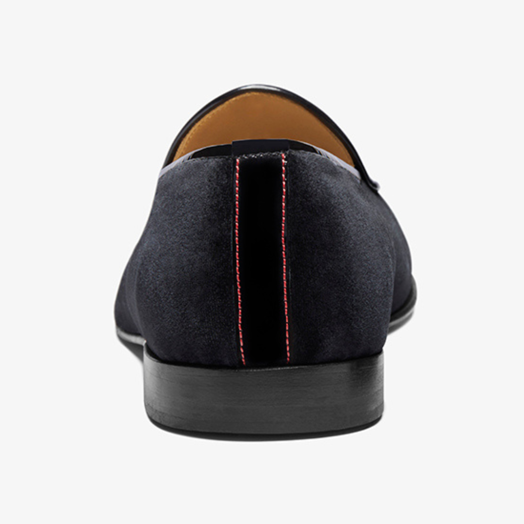 Men's Black Velvet Slipper II With Black Grosgrain Stripe