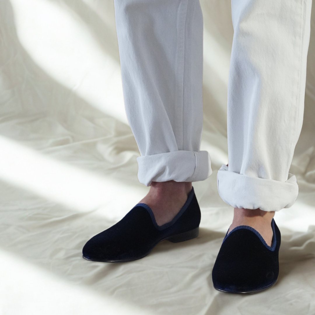 Men's Navy Velvet Slipper II