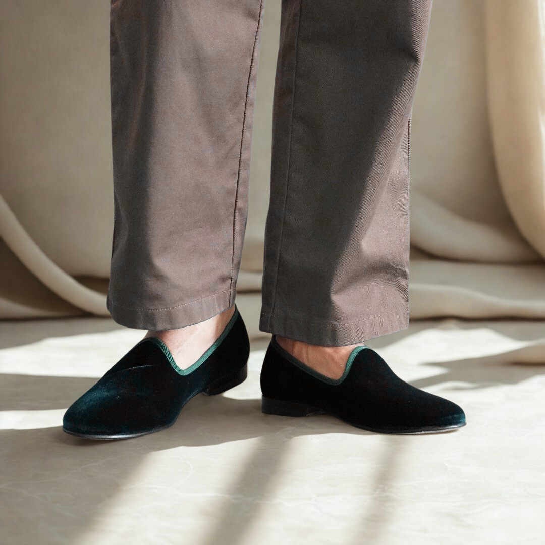 Men's Green Velvet Slipper II