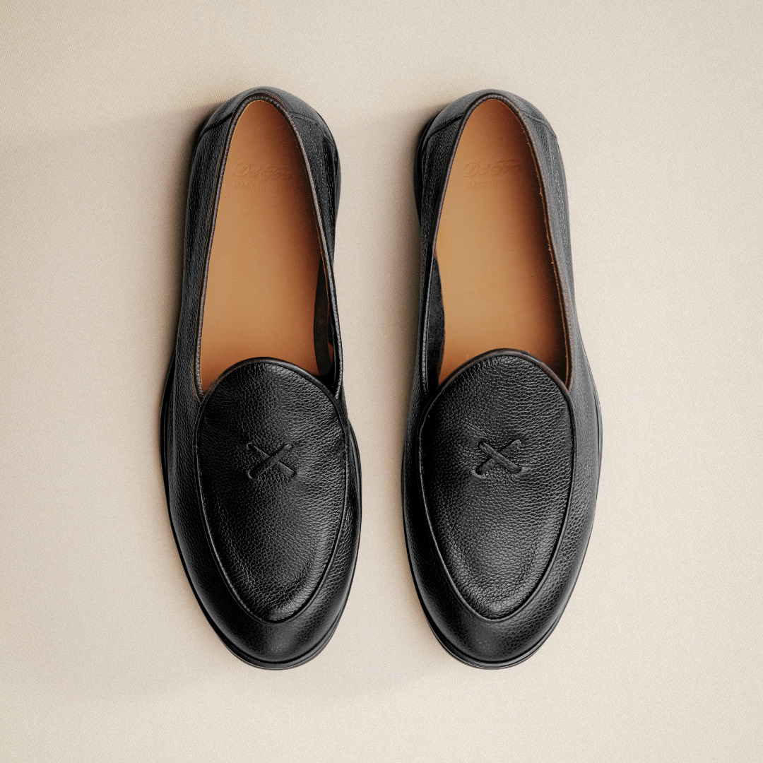 Men's Black Pebbled Leather Viaggio Loafer