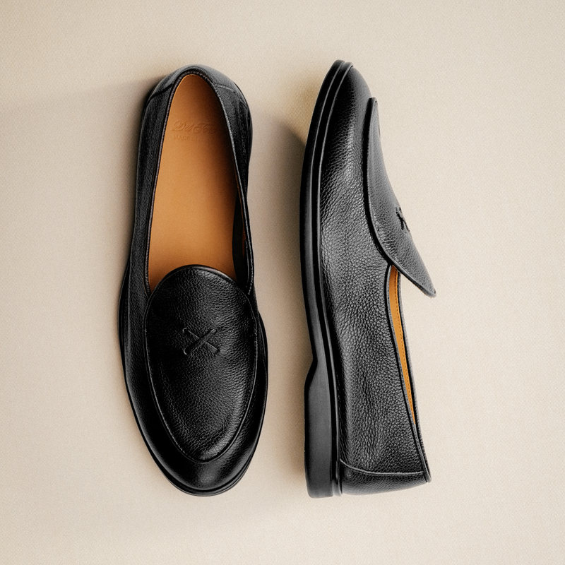 Men's Black Pebbled Leather Viaggio Loafer
