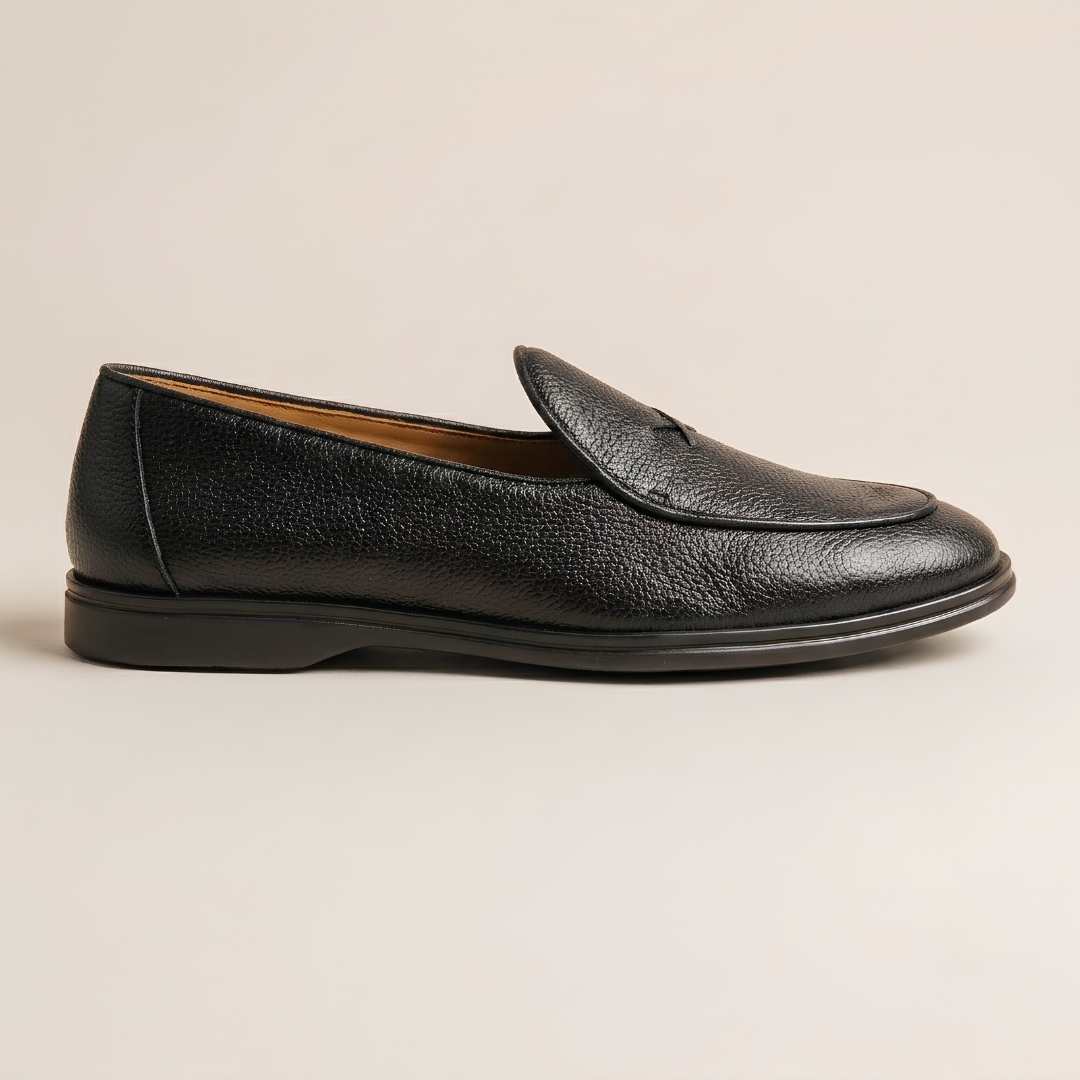 Men's Black Pebbled Leather Viaggio Loafer