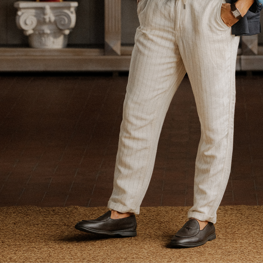 Men's Dark Brown Pebbled Leather Viaggio Loafer