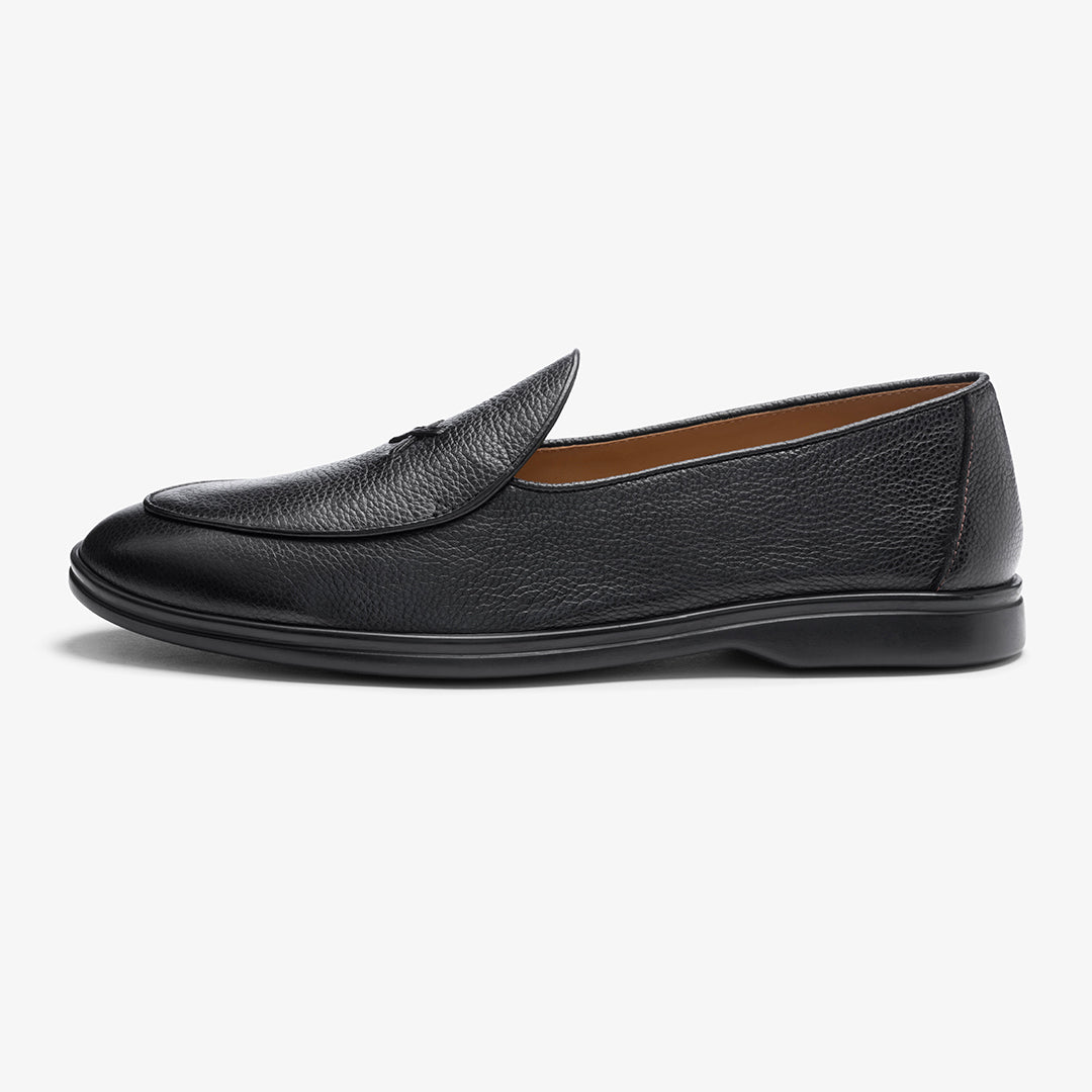 Men's Black Pebbled Leather Viaggio Loafer