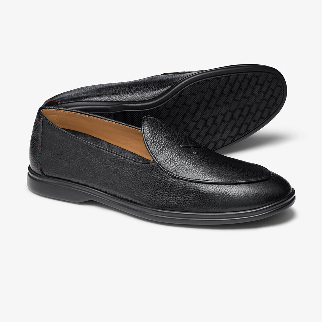 Men's Black Pebbled Leather Viaggio Loafer