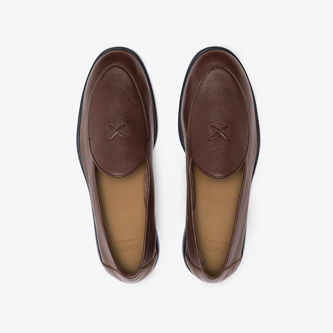 Men's Dark Brown Pebbled Leather Viaggio Loafer