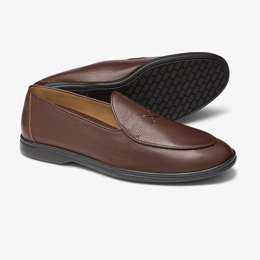 Men's Dark Brown Pebbled Leather Viaggio Loafer