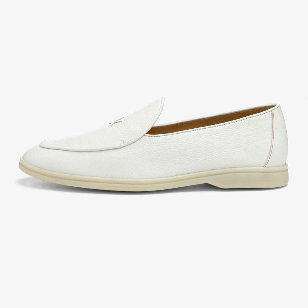 Men's Vintage White Pebbled Leather Viaggio Loafer