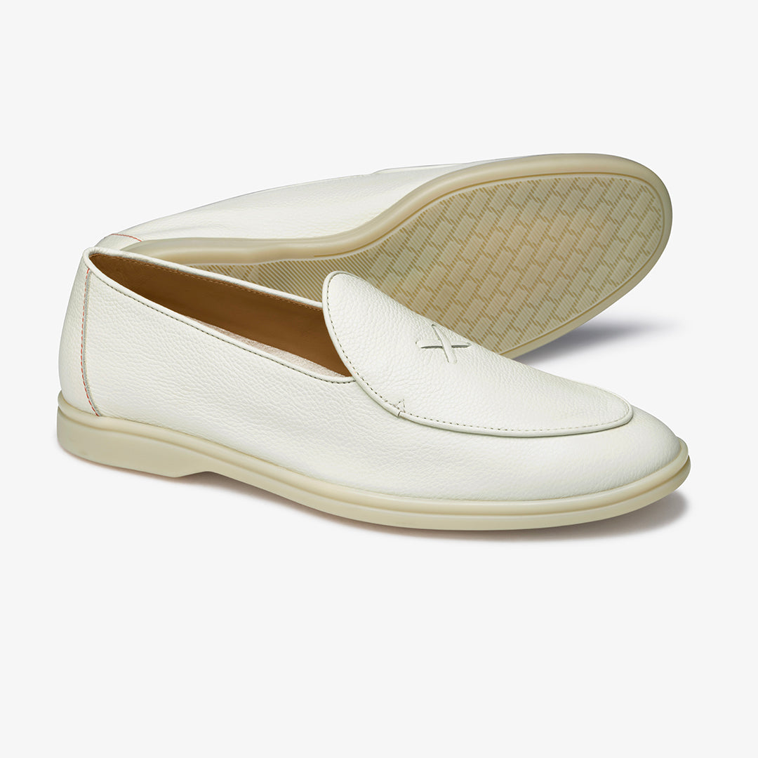 Men's Vintage White Pebbled Leather Viaggio Loafer