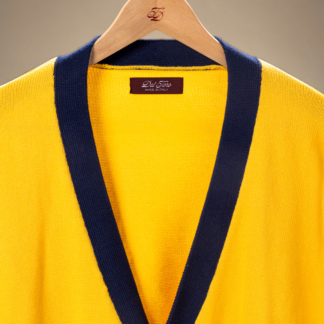 Men's Vintage Fit Cardigan - Collegiate Yellow / Navy