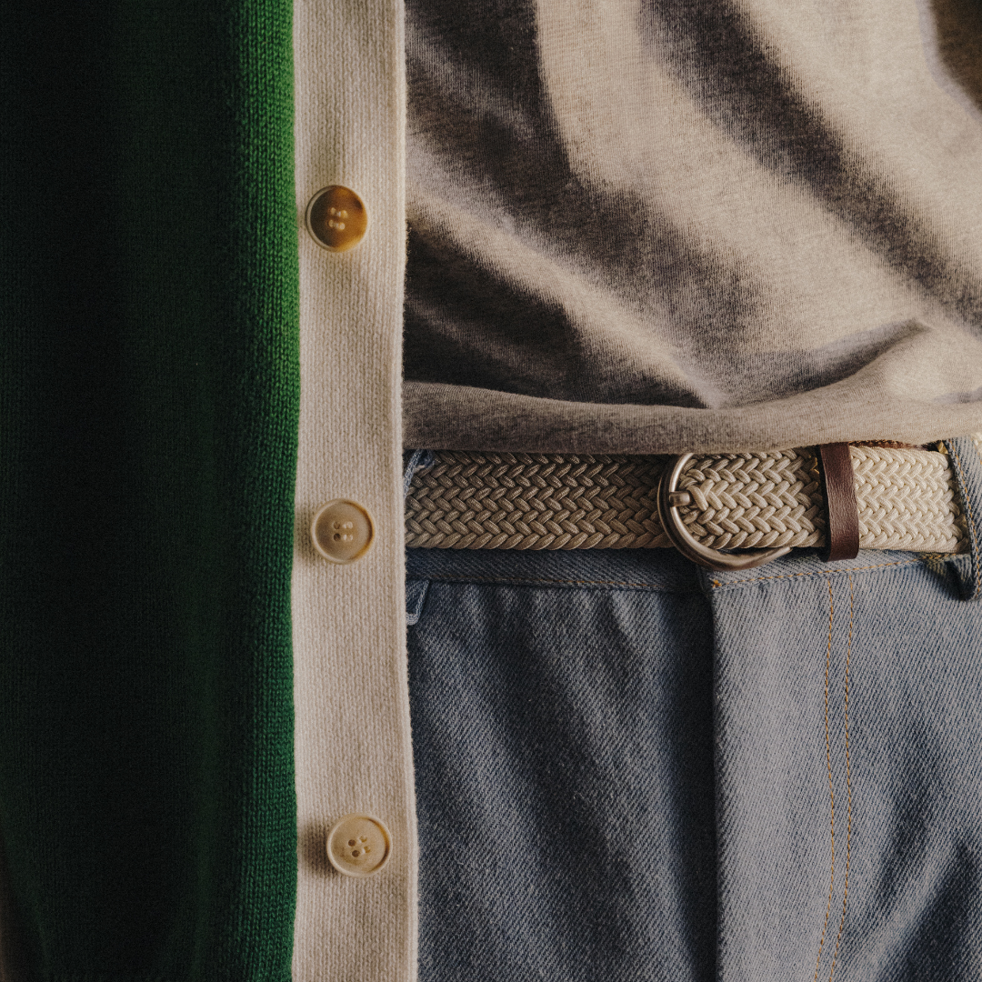 Men's Vintage Fit Cardigan - Fairway Green / Vintage White