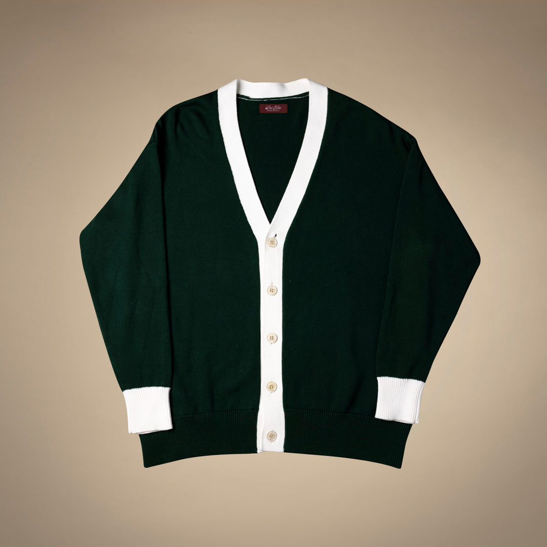 Men's Vintage Fit Cardigan - Fairway Green / Vintage White