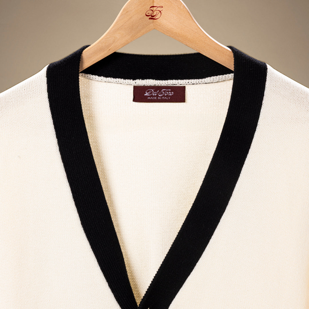 Men's Vintage Fit Cardigan - Vintage White / Black
