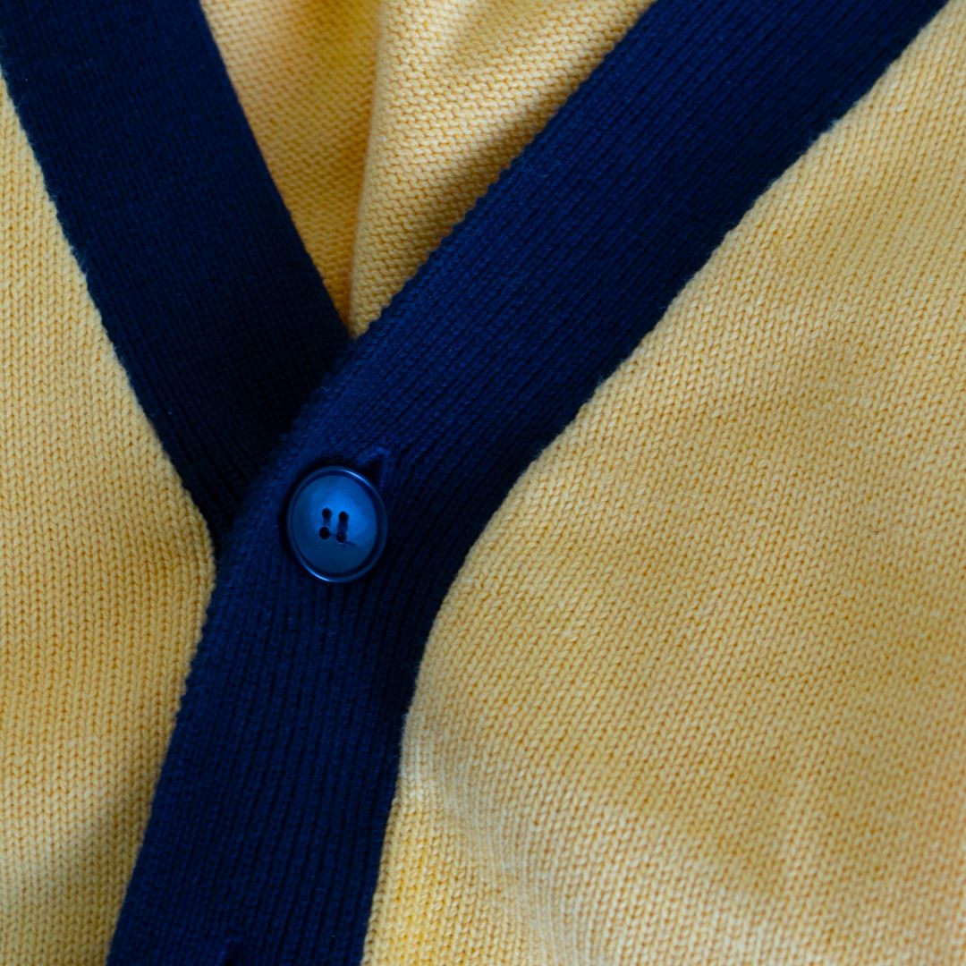 Women's Vintage Fit Cardigan - Collegiate Yellow / Navy