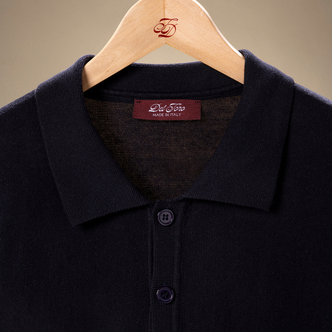 Men's Vintage Polo Cardigan - Navy