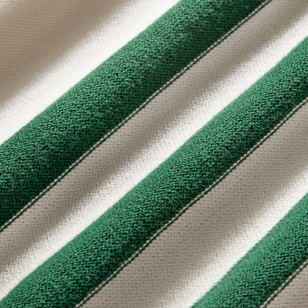 Women's Vintage Stripe Polo Cardigan - Vintage White / Forest Stripe