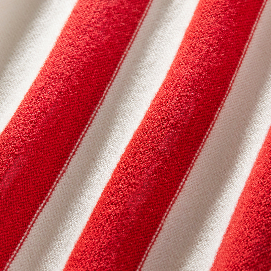 Women's Vintage Stripe Polo Cardigan - Vintage White / Red Stripe