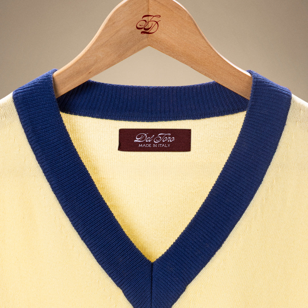 Men's Vintage V-Neck Sweater - Vintage Yellow