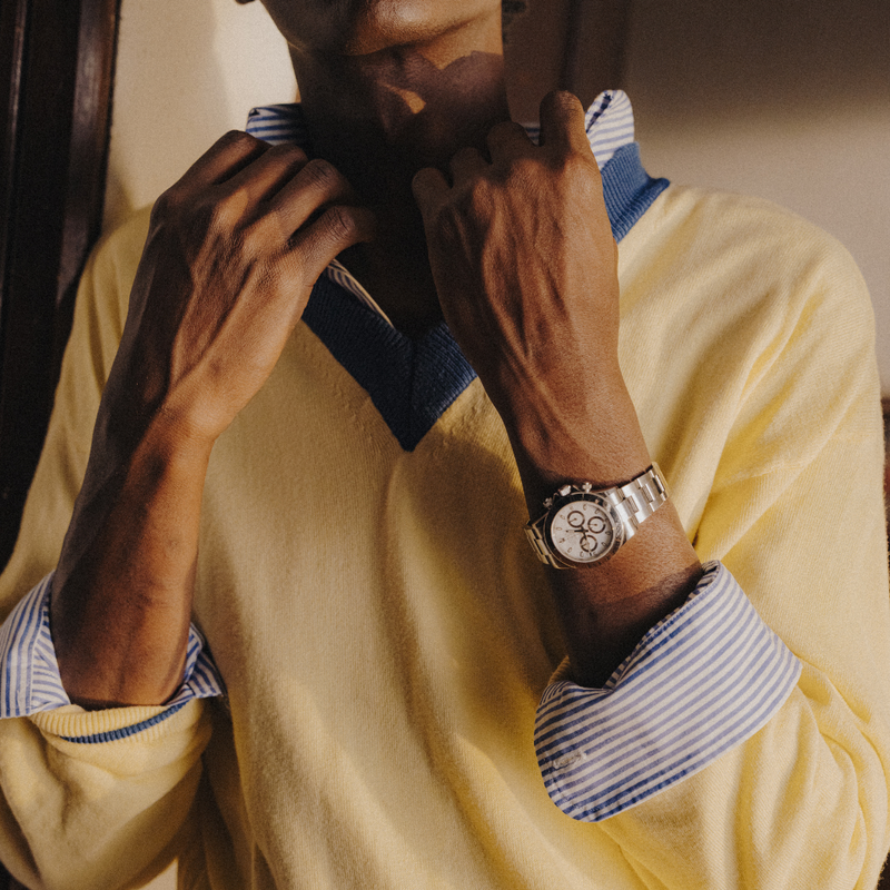 Men's Vintage V-Neck Sweater - Vintage Yellow