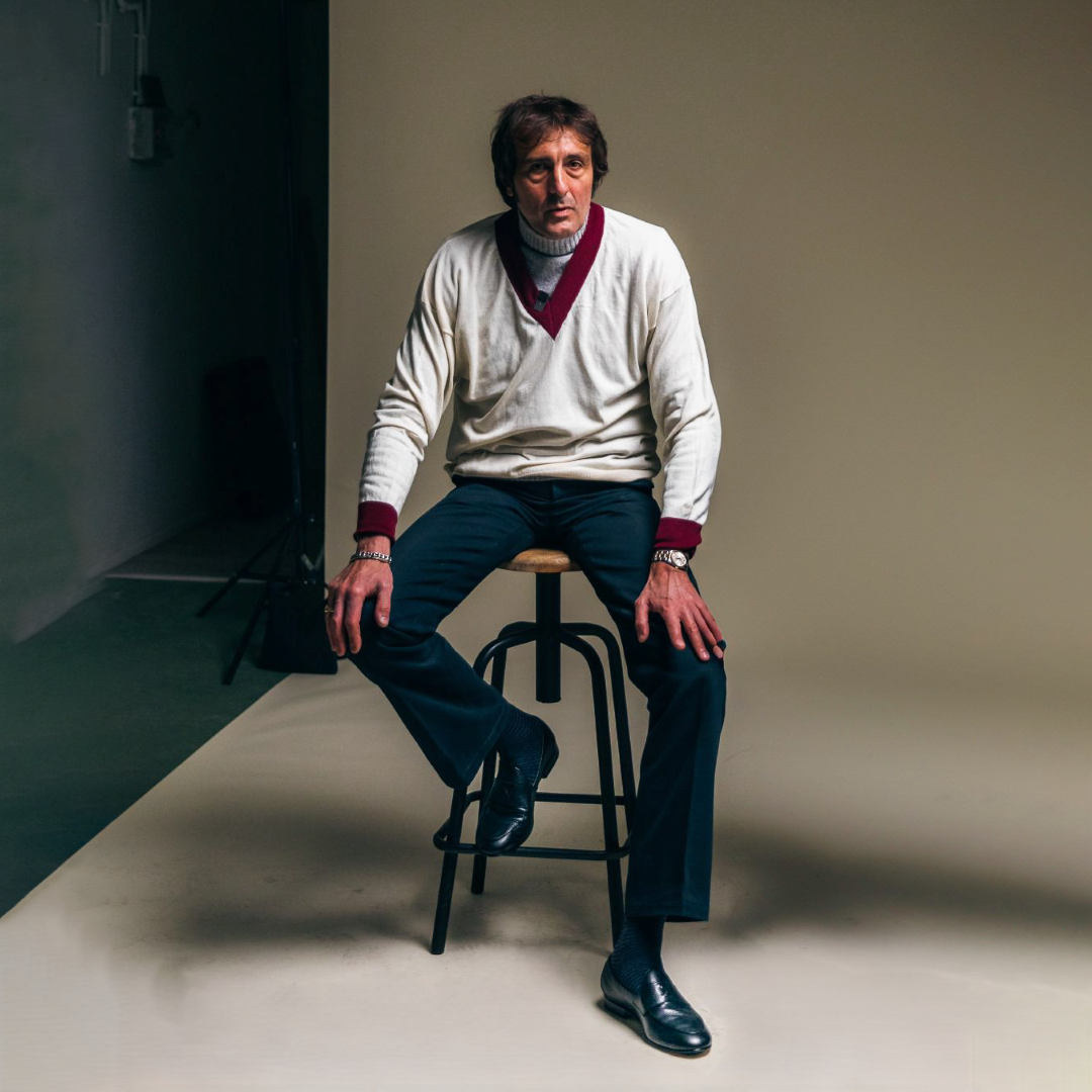 Men's Vintage V-Neck Sweater - Vintage White / Burgundy