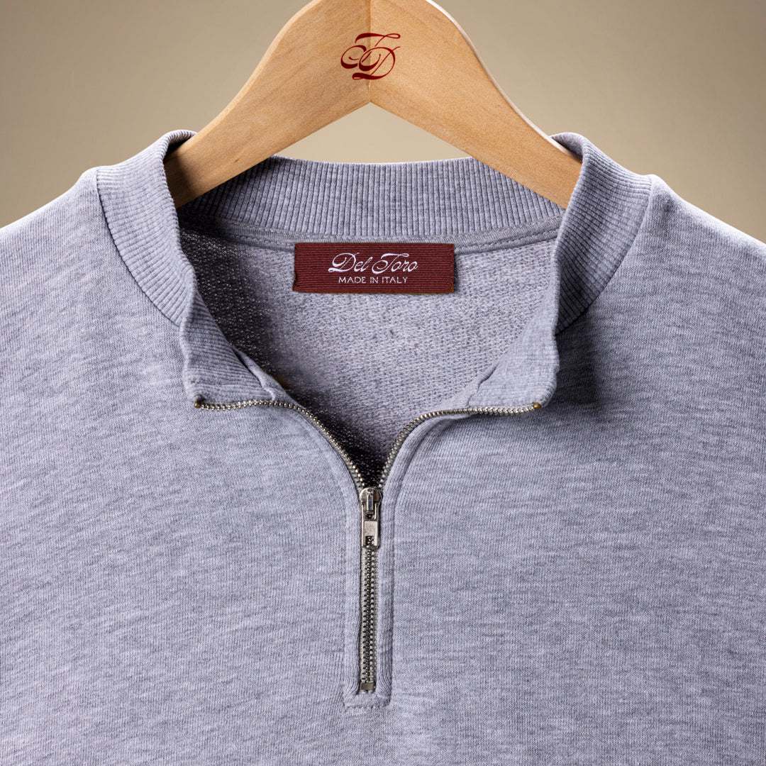 Men's Vintage Zip Crewneck Sweatshirt - Heather Grey