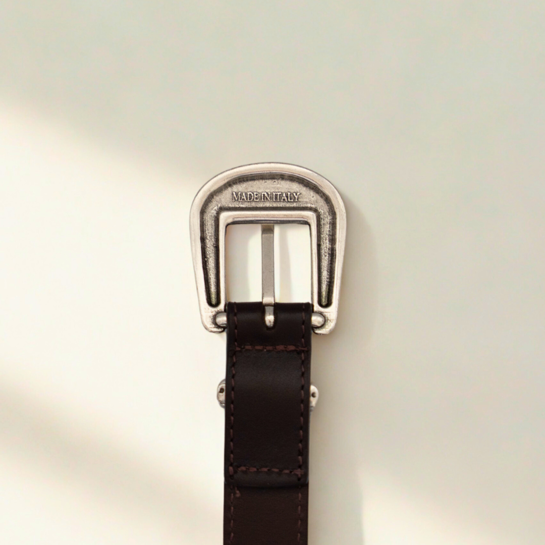 Western Belt - Dark Brown Calf Leather