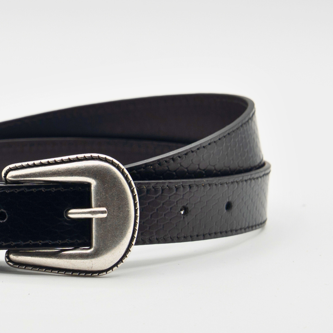 Western Belt - Black Snakeskin