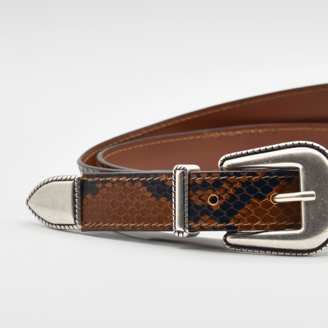 Western Belt - Brown Snakeskin